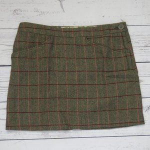 Gap Multi Color Tweed Plaid Check Side Pockets Wool Blend Mini Skirt - Size 8